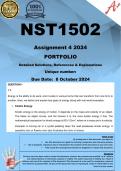 NST1502 Assignment 4 PORTFOLIO (COMPLETE ANSWERS) 2024 - DUE 8 October 2024