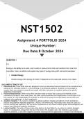 NST1502 Assignment 4 PORTFOLIO (ANSWERS)  2024 - DISTINCTION GUARANTEED