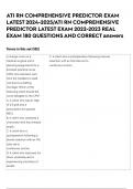 ATI RN COMPREHENSIVE PREDICTOR EXAM LATEST 2024-2025/ATI RN COMPREHENSIVE PREDICTOR LATEST EXAM 2022-2023 REAL EXAM 180 QUESTIONS AND CORRECT answers