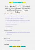 Basic Skills VNSG 1423 Vocational  Nursing Exam 3 Blueprint Questions  and Correct Answers | Latest  Update