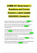 COMM 257 Study Exam 1 | Questions and Correct Answers | Latest Update 2024/2025 | Graded A+