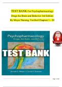 Test Bank For Psychopharmacology: Drugs, the Brain and Behavior 4th Edition By Meyer, All Chapters Covered, A+ guide.