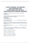 POST-LICENSING- 301 BROKER RELATIONSHIPS AND RESPONSIBILITIES REVIEW QUESTIONS WITH VERIFIED ANSWERS