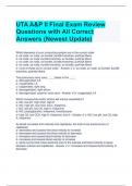 UTA A&P II Final Exam Review Questions with All Correct Answers (Newest Update)