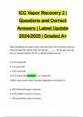 ICC Vapor Recovery 2 | Questions and Correct Answers | Latest Update 2024/2025 | Graded A+