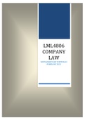 Exam (elaborations) LML4806 - Company Law (LML4806) 