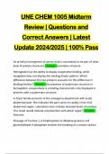 UNE CHEM 1005 Midterm Review | Questions and Correct Answers | Latest Update 2024/2025 | 100% Pass