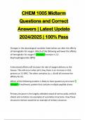 CHEM 1005 Midterm Questions and Correct Answers | Latest Update 2024/2025 | 100% Pass