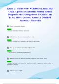 Exam 3: NURS 663/ NURS663 (Latest 2024/ 2025 Update) Psychiatric Mental Health Diagnosis and Management II Guide | Qs & As| 100% Correct| Grade A (Verified Answers)- Maryville