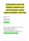 CLTM ASAP for NA-CLTM Studying | Questions and Correct Answers | Latest Update 2024/2025 | 100% Pass