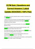 CLTM Quiz | Questions and Correct Answers | Latest Update 2024/2025 | 100% Pass