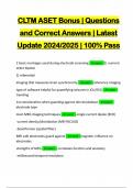 CLTM ASET Bonus | Questions and Correct Answers | Latest Update 2024/2025 | 100% Pass