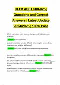 CLTM ASET 500-825 | Questions and Correct Answers | Latest Update 2024/2025 | 100% Pass