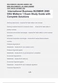 International Business BUSMHR 2000 OSU Midterm 1 Exam Study Guide with Complete Solutions