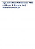 Aqa As Further Mathematics 7366 / 2d Paper 2 Discrete Mark Scheme June 2024 AS FURTHER MATHEMATICS 7366/2D Paper 2 Discrete Mark scheme June 2024 Version: 1.0 Final Mark Scheme