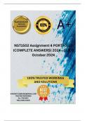 NST1502 Assignment 4 PORTFOLIO (COMPLETE ANSWERS) 2024 - DUE 8 October 2024 ; 100% TRUSTED Complete, trusted solutions and explanations