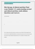 Diet therapy of clinical nutrition Final exam Module 1-5 ( understanding normal and clinical nutrition, tenth edition) Questions and Answers