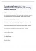  Recognizing Impairment in the Workplace Practice Exam And Already Passed Answers.