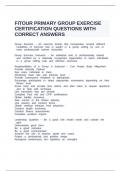 FITOUR PRIMARY GROUP EXERCISE CERTIFICATION QUESTIONS WITH CORRECT ANSWERS.