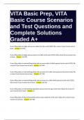 VITA Basic Prep, VITA Basic Course Scenarios and Test Questions and Complete Solutions Graded A+