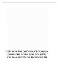 Test Bank for Varcarolis Canadian Psychiatric Mental Health Nursing Canadian Edition 2nd Edition, MARGARET JORDAN HALTER