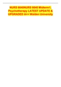 NURS 6640NURS 6640 Midterm1, Psychotherapy LATEST UPDATE & UPGRADED A++ Walden University