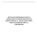 TEST BANK FOR PHARMACOLOGY: CONNECTIONS TO NURSING PRACTICE 4TH EDITION MICHAEL P. ADAMS CAROL URBAN