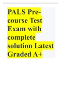 PALS Pre-course Test Exam with complete solution Latest Graded A+