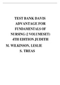 Test Bank Davis Advantage for Fundamentals Of Nursing (2 Volume Set) 4th Edition Judith M. Wilkinson, Leslie S. Treas