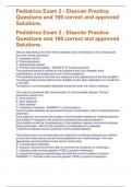 Pediatrics Exam 2 - Elsevier Practice Questions and 169 correct and approved Solutions.