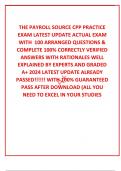  THE PAYROLL SOURCE CPP PRACTICE EXAM LATEST UPDATE ACTUAL EXAM WITH  100 ARRANGED QUESTIONS & COMPLETE 100% CORRECTLY VERIFIED  ANSWERS WITH RATIONALES WELL EXPLAINED BY EXPERTS AND GRADED A+ 2024 LATEST UPDATE ALREADY PASSED!!!!!! WITH 100% GUARANTEED P