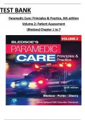 Test Bank For Paramedic Care: Principles & Practice, 6th edition Volume 2 by Bledsoe, All Chapters 1 to 7 Covered, ISBN: 9780136895299 (100% Verified Edition)