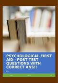 PSYCHOLOGICAL FIRST AID - POST TEST QUESTIONS WITH CORRECT ANS!!