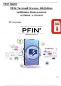 Test Bank For PFIN (Personal Finance), 8th Edition by Billingsley, Gitman & Joehnk's, All Chapters 1 to 15 Covered, Verified Latest Edition, ISBN: 9780357988046