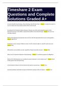 Timeshare 2 Exam Questions and Complete Solutions Graded A+