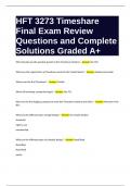 HFT 3273 Timeshare Final Exam Review Questions and Complete Solutions Graded A+