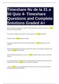 Timeshare Nv de la 31 a 50 Quiz 4- Timeshare Questions and Complete Solutions Graded A+