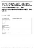 CEN PEDIATRICS FINAL EXAM 2024 ACTUAL EXAM COMPLETE 200 QUESTIONS WITH DETAILED VERIFIED ANSWERS (100% CORRECT ANSWERS) /ALREADY GRADED A+