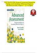 TEST BANK: Advanced Assessment: Interpreting Findings and Formulating Differential Diagnoses Fourth Edition by Mary Jo Goolsby