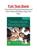 Transcultural Nursing Assessment and Intervention 8th Edition Giger Test Bank