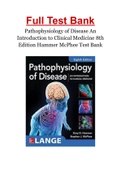 Pathophysiology of Disease An Introduction to Clinical Medicine 8th Edition Hammer McPhee Test Bank