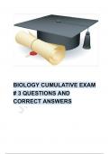 BIOLOGY CUMULATIVE EXAM # 3 QUESTIONS AND CORRECT ANSWERS