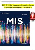 TEST BANK For Management Information Systems, 10th Edition by Hossein Bidgoli, Chapters 1 - 14