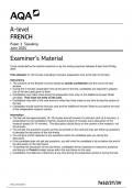 AQA French 7652 paper 3T Teacher conducted speaking test 7, 9 & 12 V TN French A 8Apr24to24 May 2024