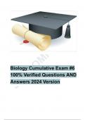 Biology Cumulative Exam #6 100% Verified Questions AND Answers 2024 Version