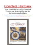 Brief Introduction to the Old Testament The Hebrew Bible in its Context 4th Edition Coogan Test Bank