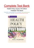 Health Policy Issues 7th Edition Feldstein Test Bank