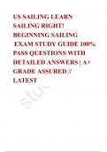 US SAILING LEARN SAILING RIGHT! BEGINNING SAILING  EXAM STUDY GUIDE 100% PASS QUESTIONS WITH DETAILED ANSWERS | A+ GRADE ASSURED // LATEST