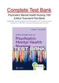 Psychiatric Mental Health Nursing 10th Edition Townsend Test Bank