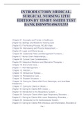 INTRODUCTORY MEDICAL-SURGICAL NURSING 12TH EDITION BY TIMBY SMITH TEST BANK ISBN-9781496351333 This Up to date Test Bank 12th Edition of Introductory Medical-Surgical Nursing is resourceful Pool of Questions and Solutions with Rationalization for all chap